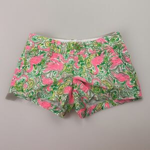 Lilly Pulitzer Womens Sz 0 Callahan Shorts Pink Flamingo White Hot Wings Resort